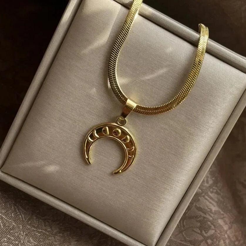 Wicca Triple Moon Necklace - Crescent Moon and Moon Phases Necklace-MoonChildWorld