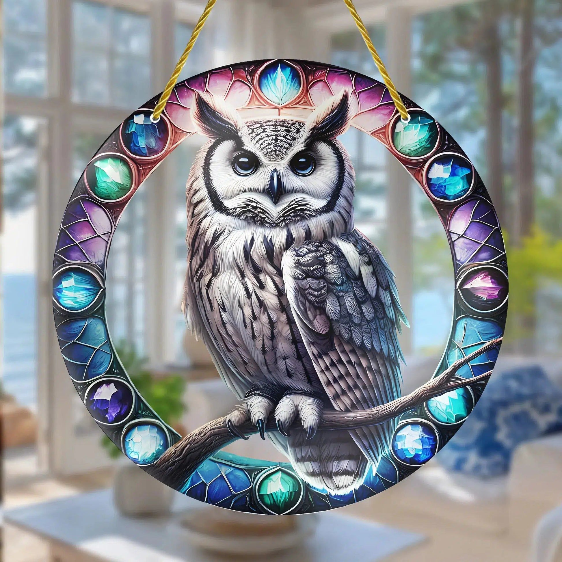 Mystic Owl Suncatcher Spirit Animal Window Hanging-MoonChildWorld