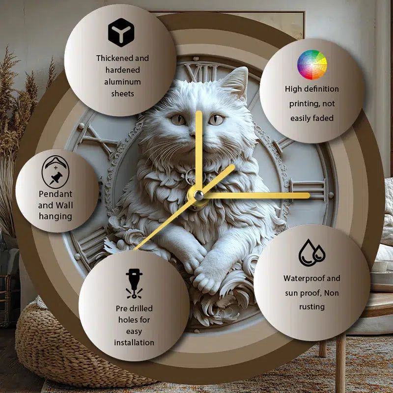 British Longhair Cat Wall Clock for Cat Lovers-MoonChildWorld