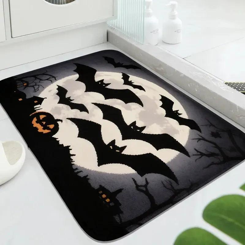 Gothic Doormat Witch Welcome Mat - Spooky Halloween Decor with Cute Scarecrow and Bat-MoonChildWorld