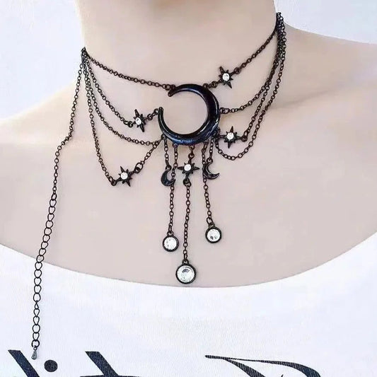 Black Crescent Moon Choker Gothic necklace