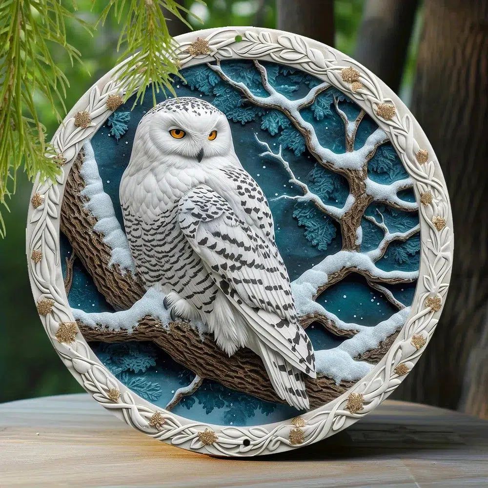 Snowy Owl Metal Sign Mystical Home Decor-MoonChildWorld