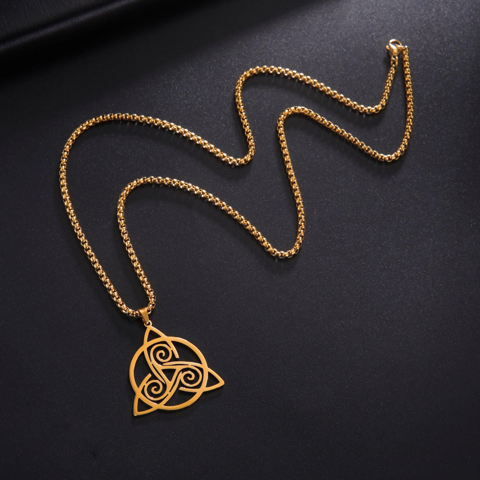 Triskelion Celtic Necklace Pagan Jewelry-MoonChildWorld