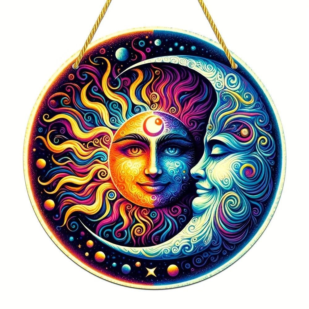 Sun Moon Goddess Suncatcher Celestial Acrylic Sign Sun Moon Window Hanging-MoonChildWorld