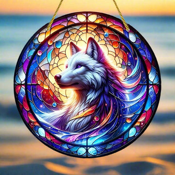 Spirit Wolf Suncatcher Window Decor Wolf Acrylic Sign-MoonChildWorld