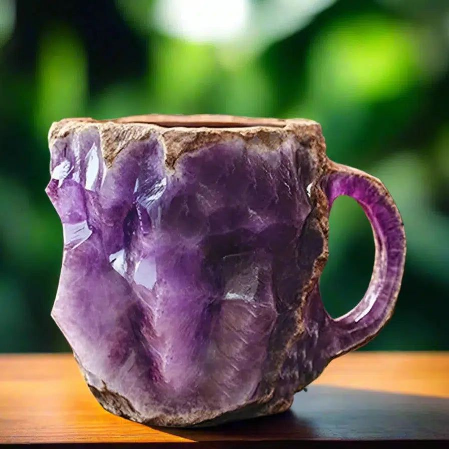 Mineral Crystal Coffee Mugs Natural Mineral Crystal Mug With Spoon Christmas Gift-MoonChildWorld