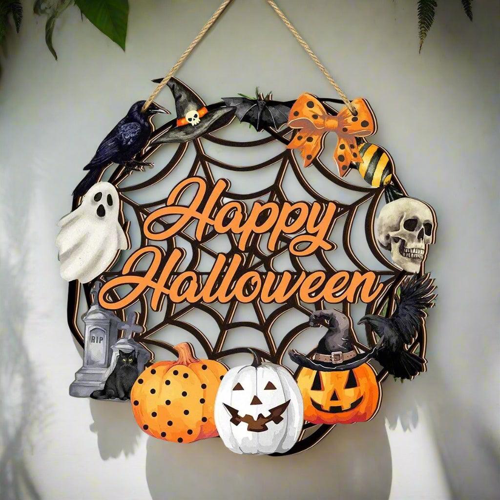 Spooky Halloween Wooden Sign Wall Decor - Witchy Hanging Decoration Spooky Welcome Sign for Witch Home Decor-MoonChildWorld