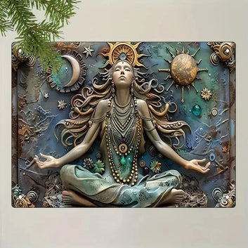 Yoga Meditation Wall Art Sun Moon Goddess Wall Decor Celestial Goddess Metal Sign