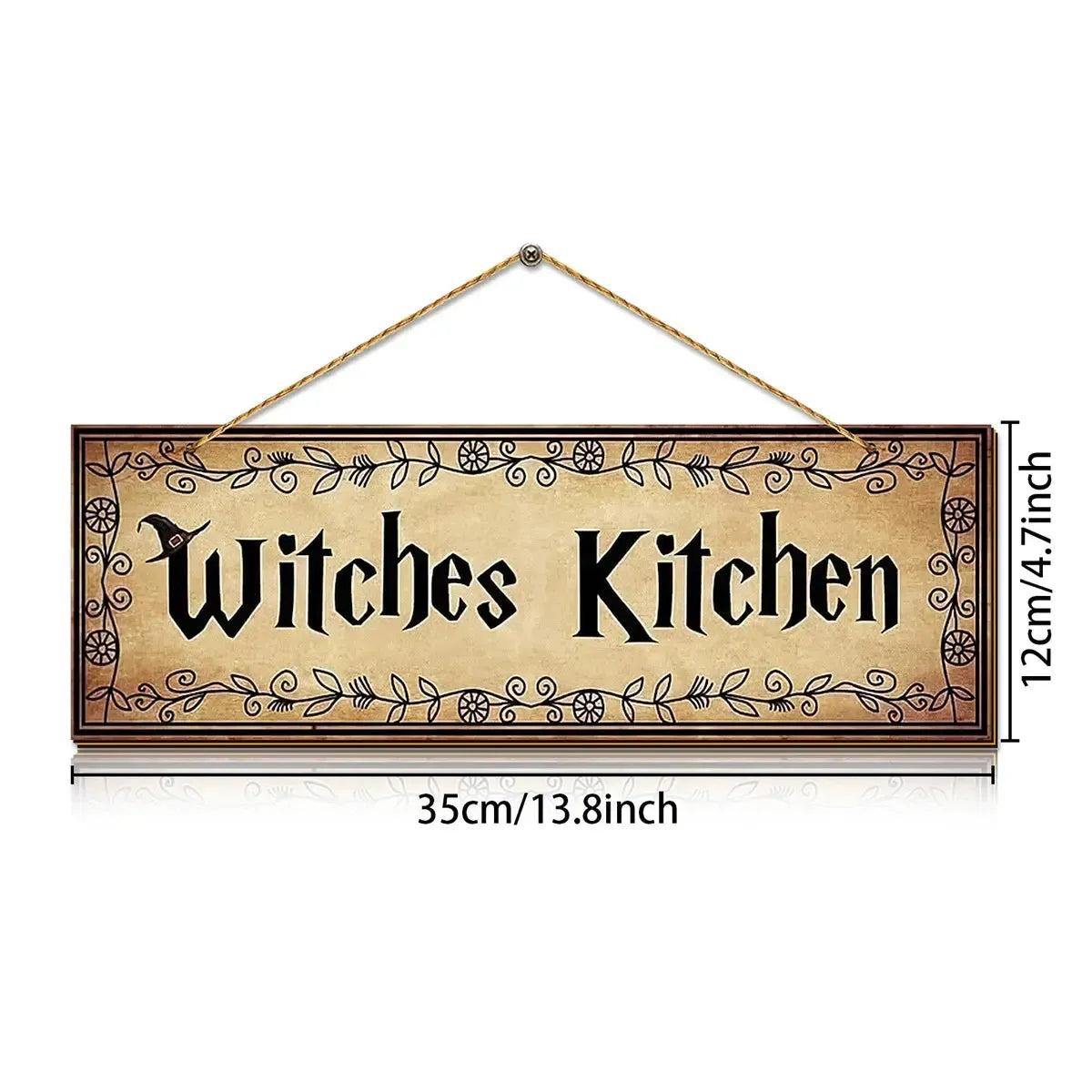 Halloween Hanging Decoration - Gothic Welcome Sign - Halloween Wooden Sign for Witches Kitchen Decor-MoonChildWorld