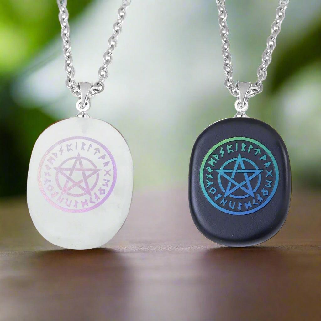 Natural Stone Necklace Obsidian Sun Moon Viking Constellations Metatron Chakra Reiki Spiritual Protection Necklace-MoonChildWorld