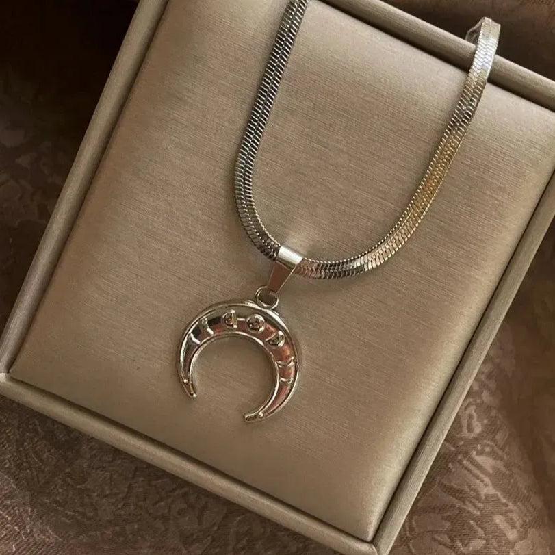 Wicca Triple Moon Necklace - Crescent Moon and Moon Phases Necklace-MoonChildWorld