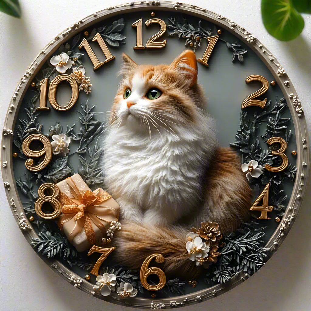 Persian Cat Wall Clock for Cat Lovers Christmas Decorations-MoonChildWorld