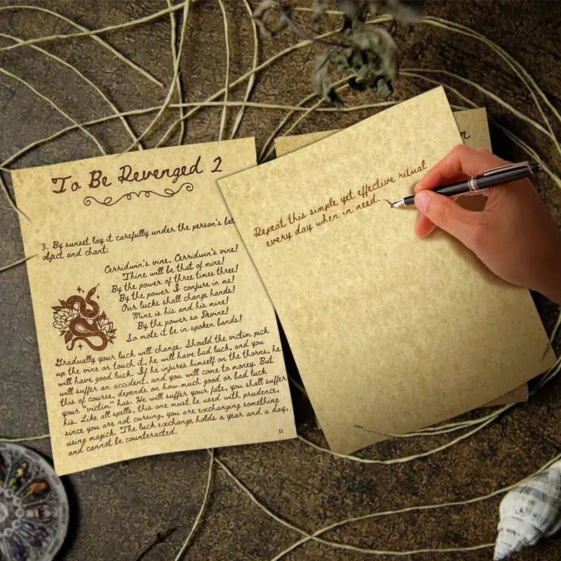 67 Pages Witch Spells 49 Printable Spells Writing Paper of Old Witchcraft Handwritten Wicca Spellbook-MoonChildWorld