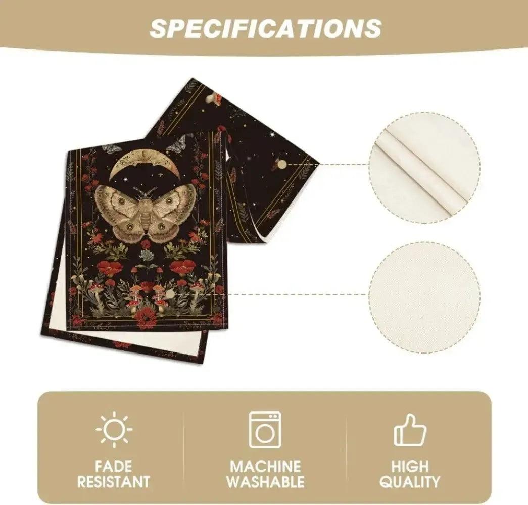Luna Moth Mushroom Moon Table Runner Witchy Table Decoration-MoonChildWorld