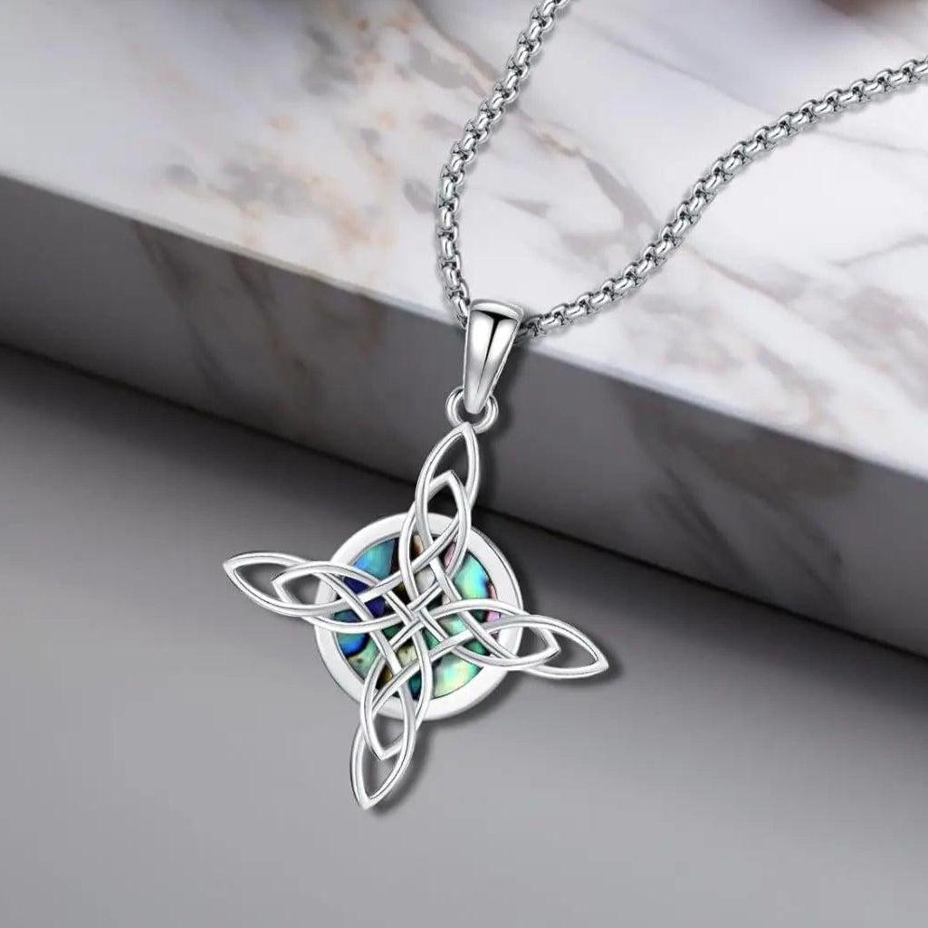 Celtic Knot Cross Necklace 925 Sterling Silver Witches Trinity Knot Pendant Protection Amulet Necklace Wiccan Gift for Women Men-MoonChildWorld