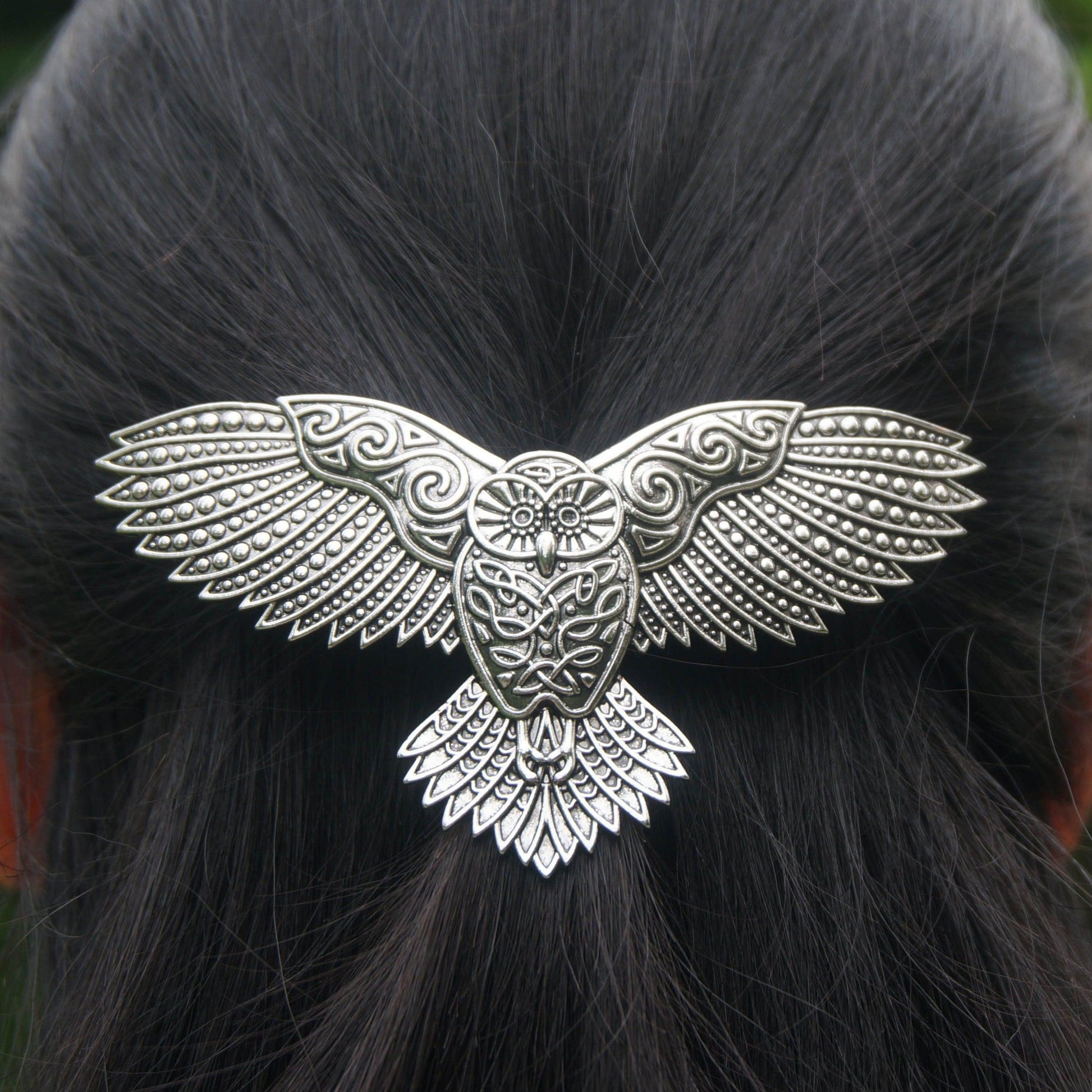 Gothic Witch Celtic Owl Hair Clip Pagan Hair Jewelry-MoonChildWorld