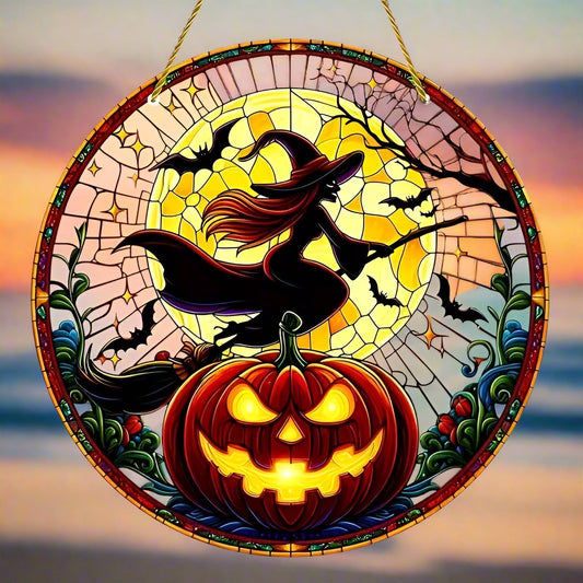 Flying Witch Window Ornament Witch Halloween Suncatcher