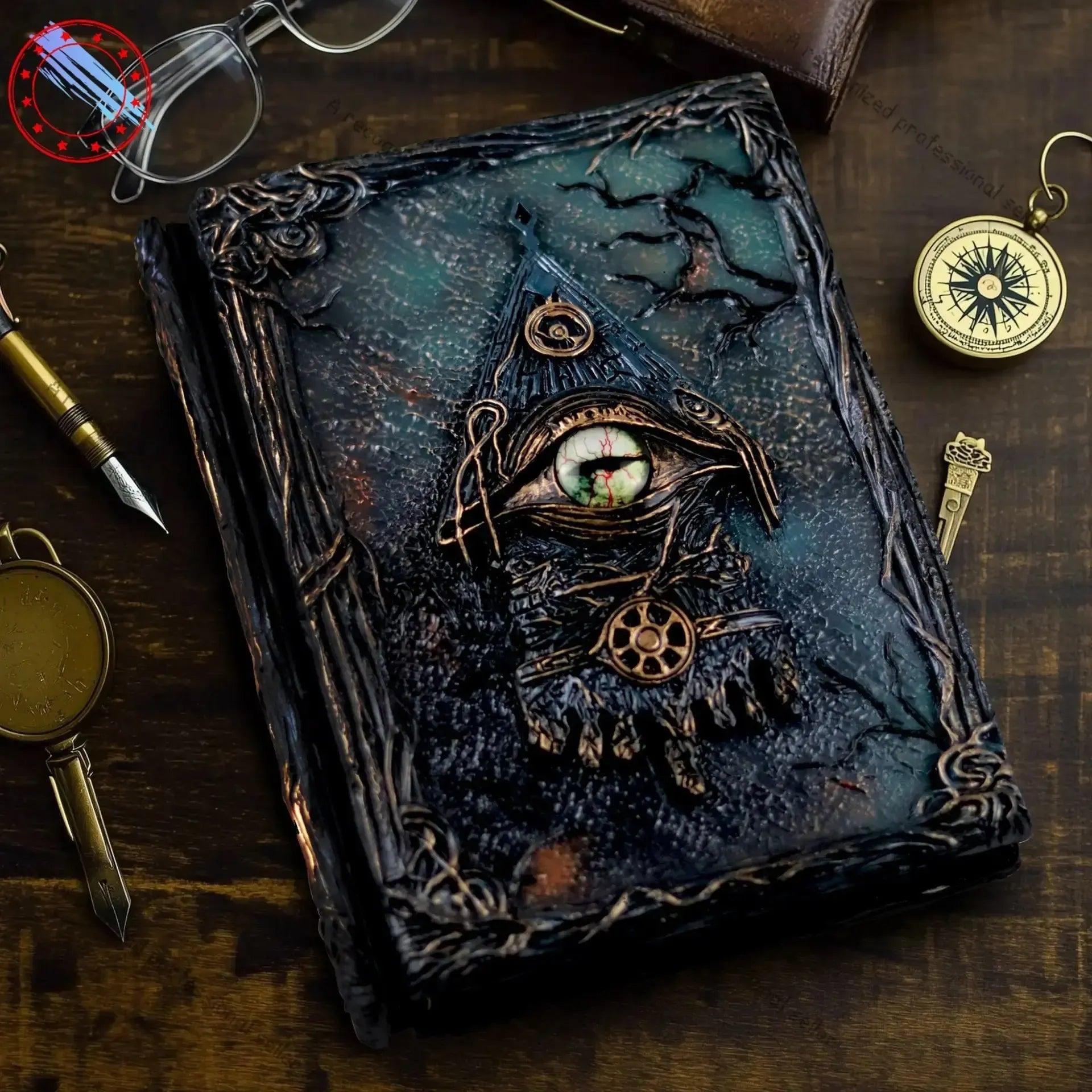 Vintage Magic Eye Journal - Embossed Leather Grimoire Notebook Gothic Witchcraft Diary for Witches-MoonChildWorld