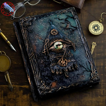 Vintage Magic Eye Journal - Embossed Leather Grimoire Notebook Gothic Witchcraft Diary for Witches