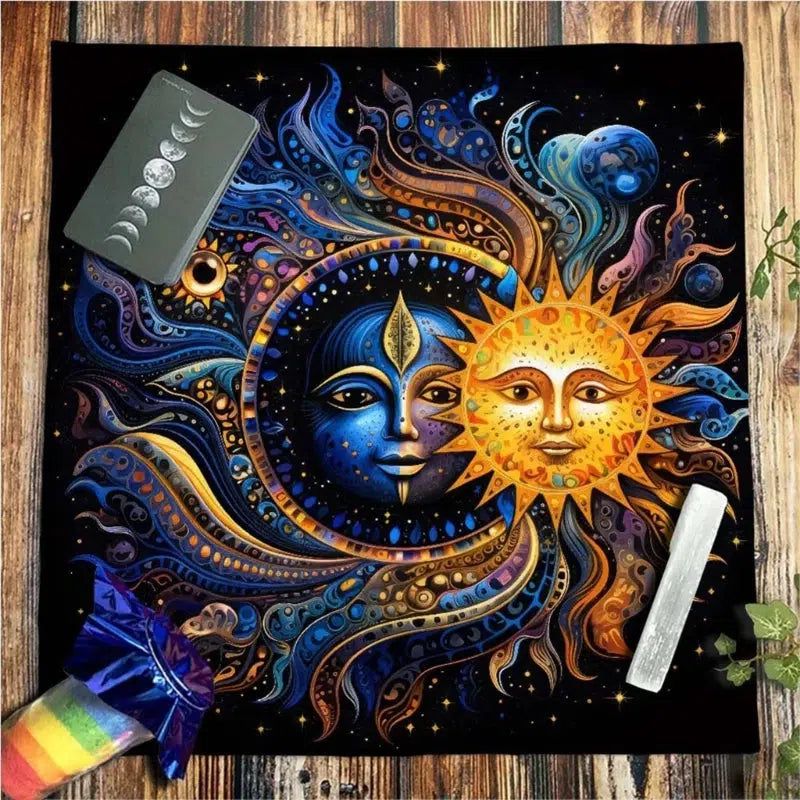 Sun Moon Tarot Card Tablecloth Astrology Wicca Altar Cloth-MoonChildWorld