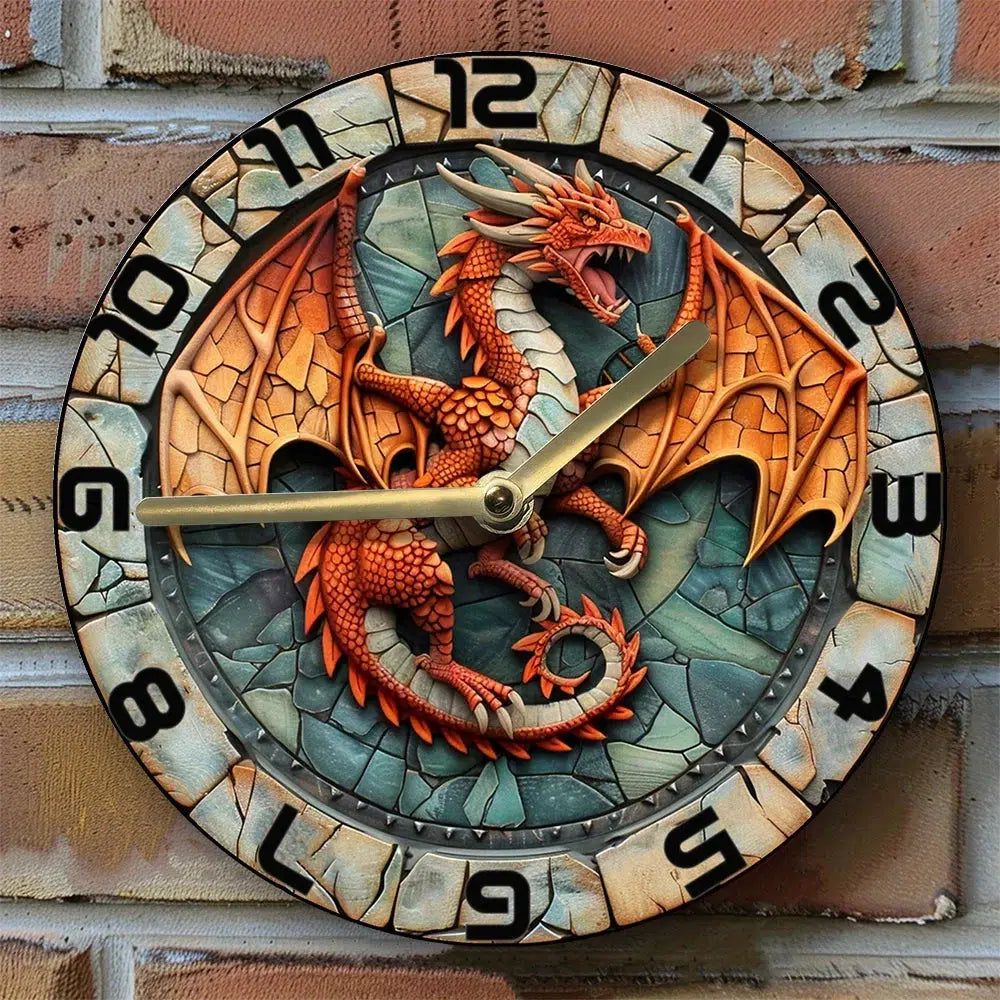 Vintage Dragon Wall Clock Mythical Decor-MoonChildWorld