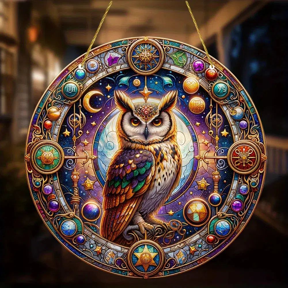 Spirit Owl Suncatcher Witchy Acrylic Sign-MoonChildWorld