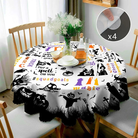 Bat Ghost Pumpkin Witch Gothic Halloween Tablecloth - Spooky Witch Tablecloth Table Decoration