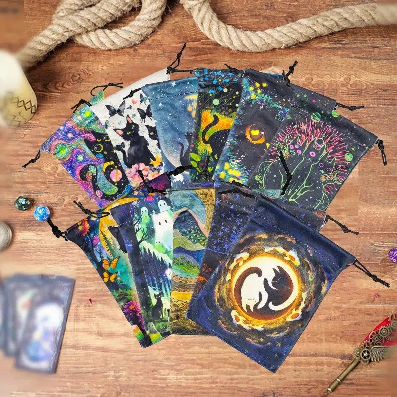 Tarot Card Storage Bag Black Cat Wicca Tarot Pouch-MoonChildWorld