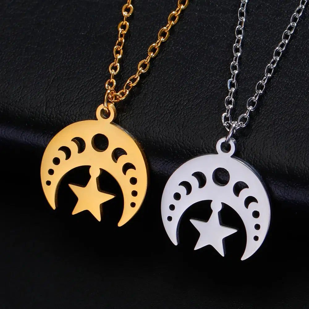Lunar Cycle Moon Phase Necklace Wiccan Jewelry-MoonChildWorld