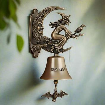 Spooky Halloween Witch Door Bell Vintage Style Shopkeepers Bell Metal Door Chime - Gothic Bell for Witchy Home Front Door