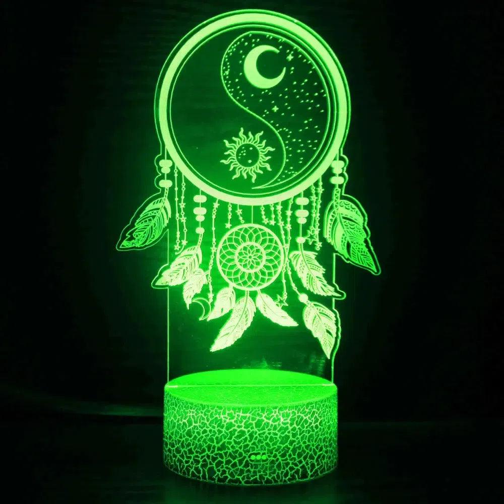 Sun Moon Dreamcatcher 3D Illusion Lamp Dream Catcher LED Night Light-MoonChildWorld