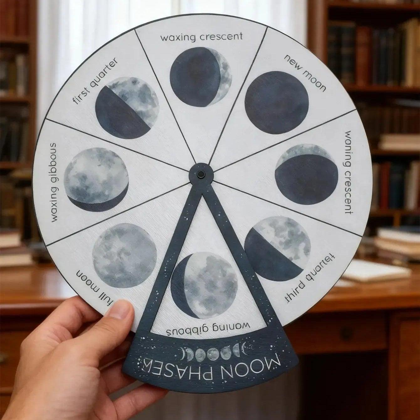 Moon Phases Wheel Tabletop Ornaments Rotatable Lunar Cycle Desktop Decor for Wicca Pagan-MoonChildWorld