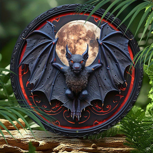 Shadowy Silhouette Gothic Bat Metal Sign Halloween Decoration-MoonChildWorld