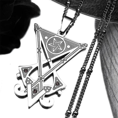 Sigil Church of Satan Inverted Pentagram Necklace Seal of Lucifer Devil Symbol Gothic Witch Jewelry-MoonChildWorld