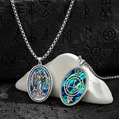 Hekate pendant – close-up of goddess torch and key detail