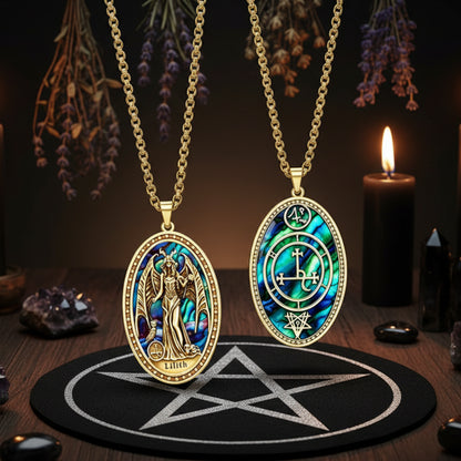 Hekate goddess amulet – witchcraft protection pendant back view