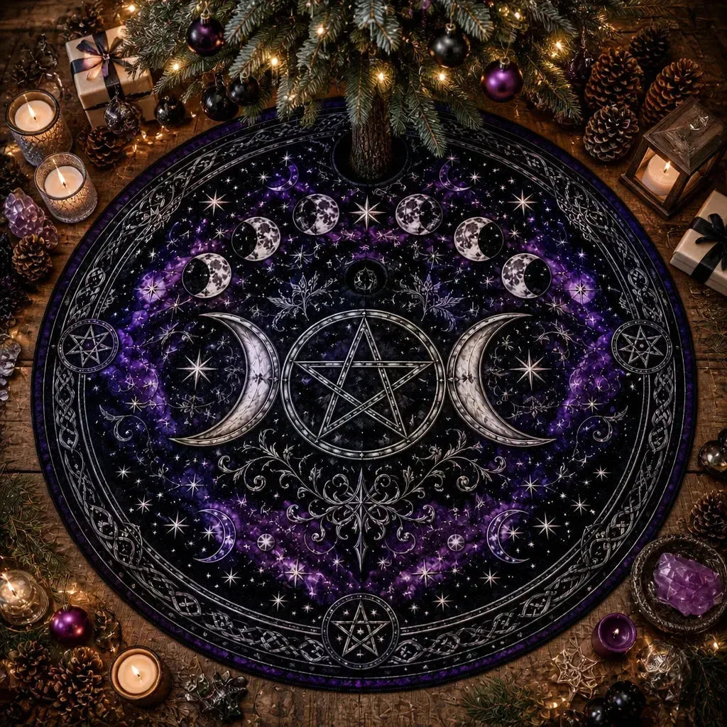 Moon Phases Triple Moon Yule Tree Skirt – Pagan Witch Gothic Decor_mockup_1.webp