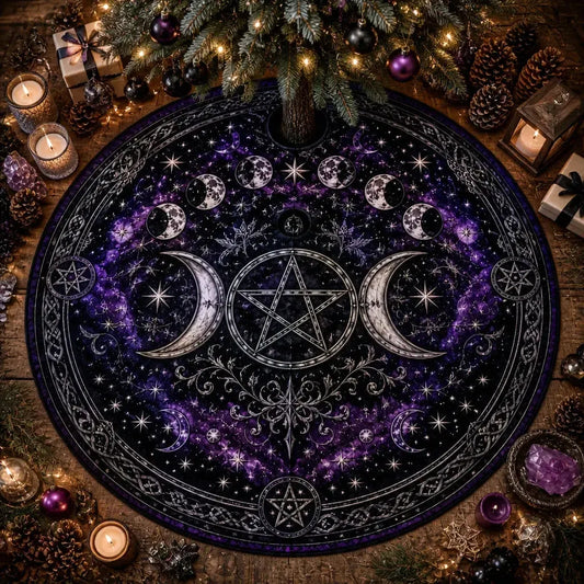 Moon Phases Triple Moon Yule Tree Skirt – Pagan Witch Gothic Decor_mockup_1.webp