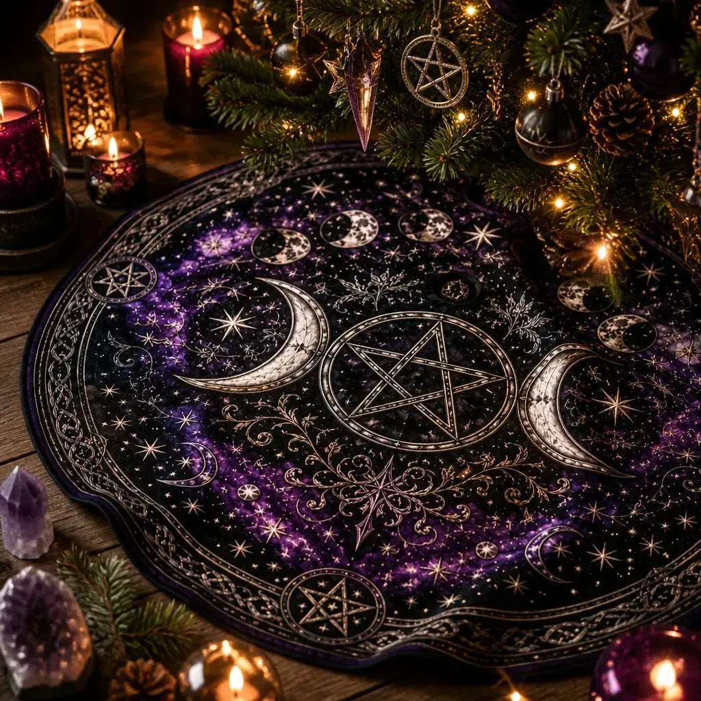 Moon Phases Triple Moon Yule Tree Skirt – Pagan Witch Gothic Decor_mockup_3.webp