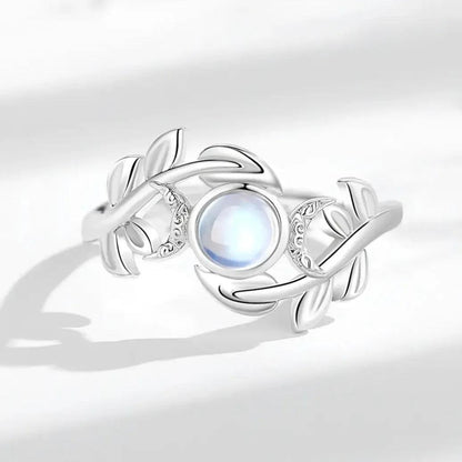 Silver Triple Moon Goddess Ring - Moonstone Goddess Hecate Ring Wiccan Pagan Jewelry-MoonChildWorld
