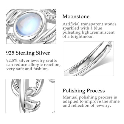 Silver Triple Moon Goddess Ring - Moonstone Goddess Hecate Ring Wiccan Pagan Jewelry-MoonChildWorld