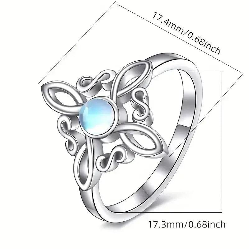 Silver Witch Celtic Knot Ring Witchcraft Moonstone Ring Wicca Pagan Jewelry Protection Amulet-MoonChildWorld