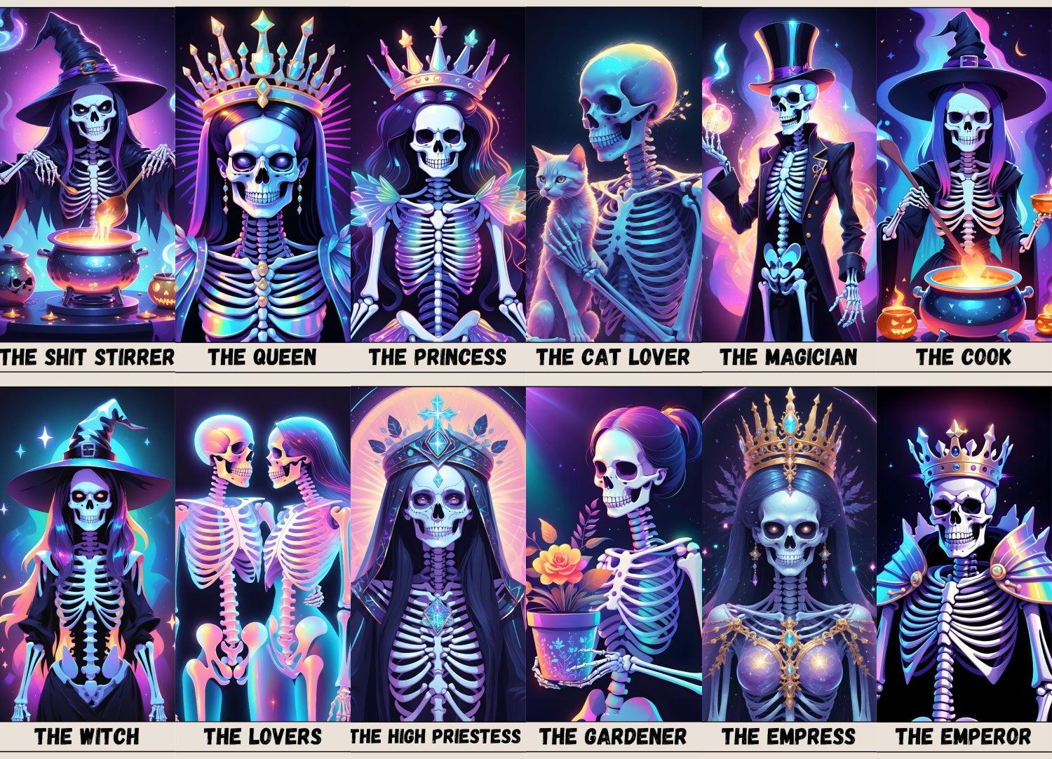 25 The Witch Skeleton Tarot Cards Digital File-MoonChildWorld