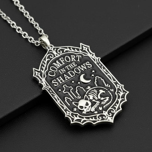 Skull Cat Tombstone Gothic Necklace Witch Jewelry 