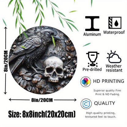 Skull Crow Metal Sign Dark Raven Gothic Home Decor-MoonChildWorld
