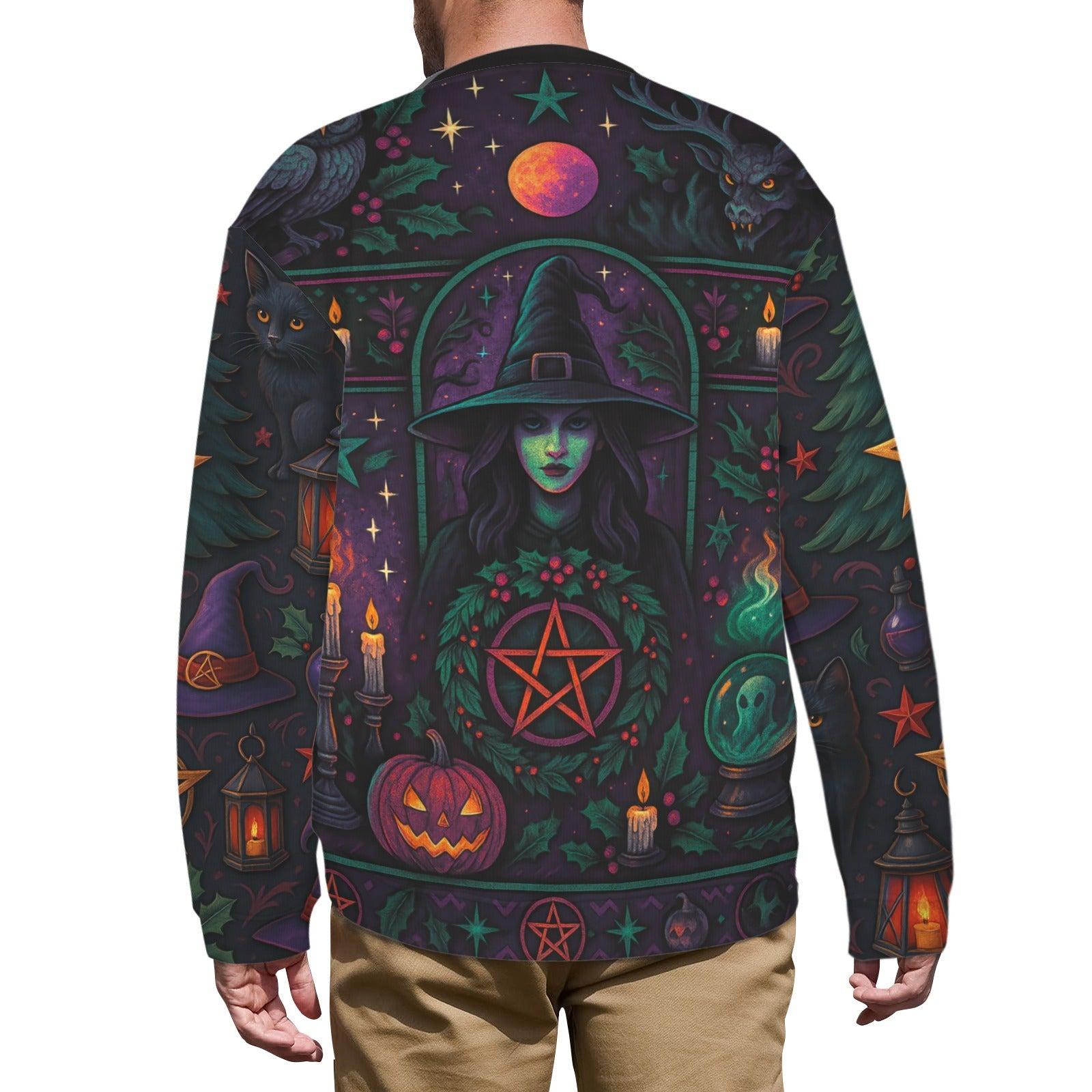 Skull Pentagram Halloween Witch Sweatshirt Gothic Christmas Sweater-MoonChildWorld