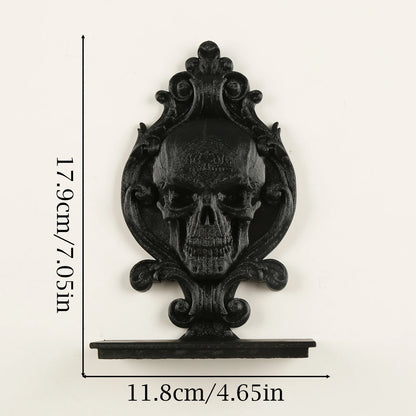 Skull Relief Wall Shelf Gothic Resin Crystal and Candle Display-MoonChildWorld