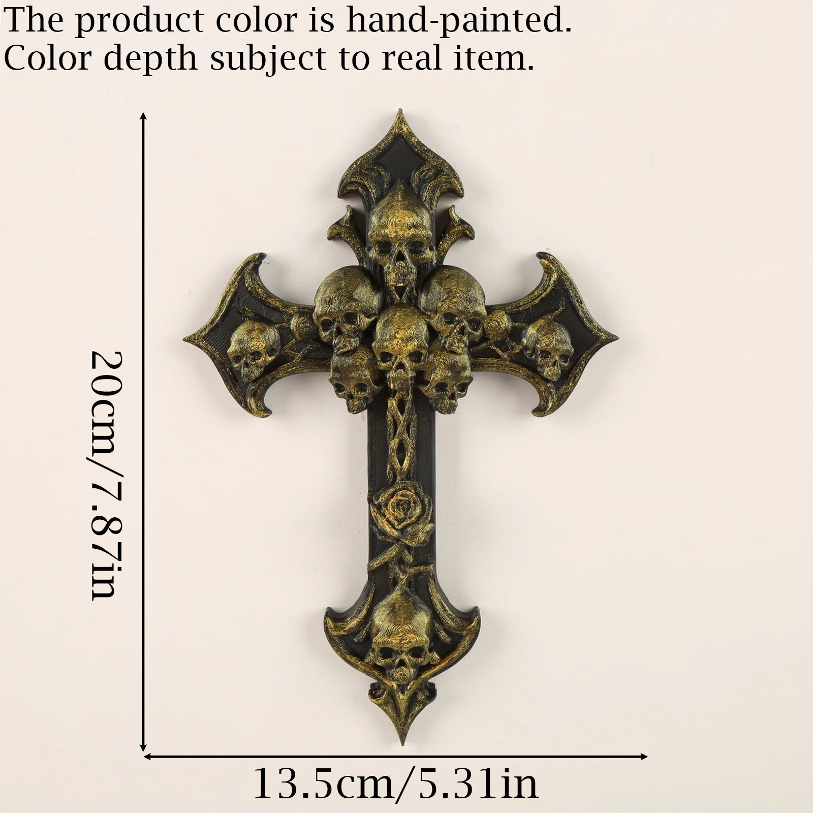 Skull Rose Cross Resin Wall Plaque Gothic Vintage Wall Decor-MoonChildWorld