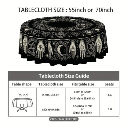 Skull symbol round tablecloth for gothic Halloween decor