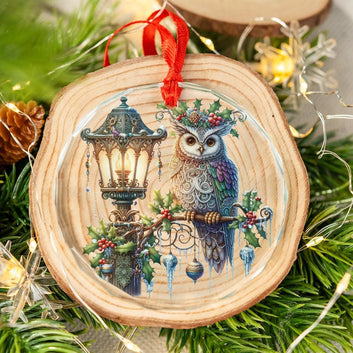 Snowy Owl Glass Ornament Wicca Christmas Ornament-MoonChildWorld